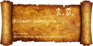 Kulman Demetria névjegykártya